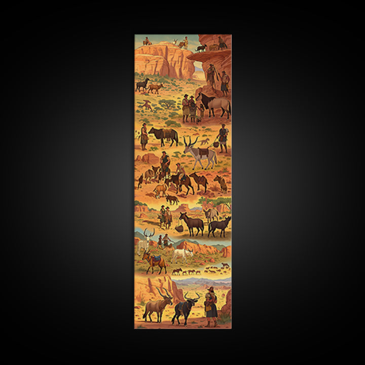 Desert Cowboy Cattle Drive Canvas Print, Rustic Western Ranch Wall Decor, Horse Art, Southwestern Living Room Home Decor Gift
