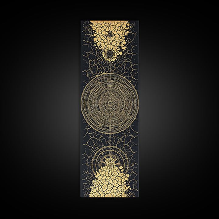Black Gold Cracked Mandala Wall Art, Abstract African Tribal Art, Spiritual Geometric Decor, Luxury Statement Canvas Print