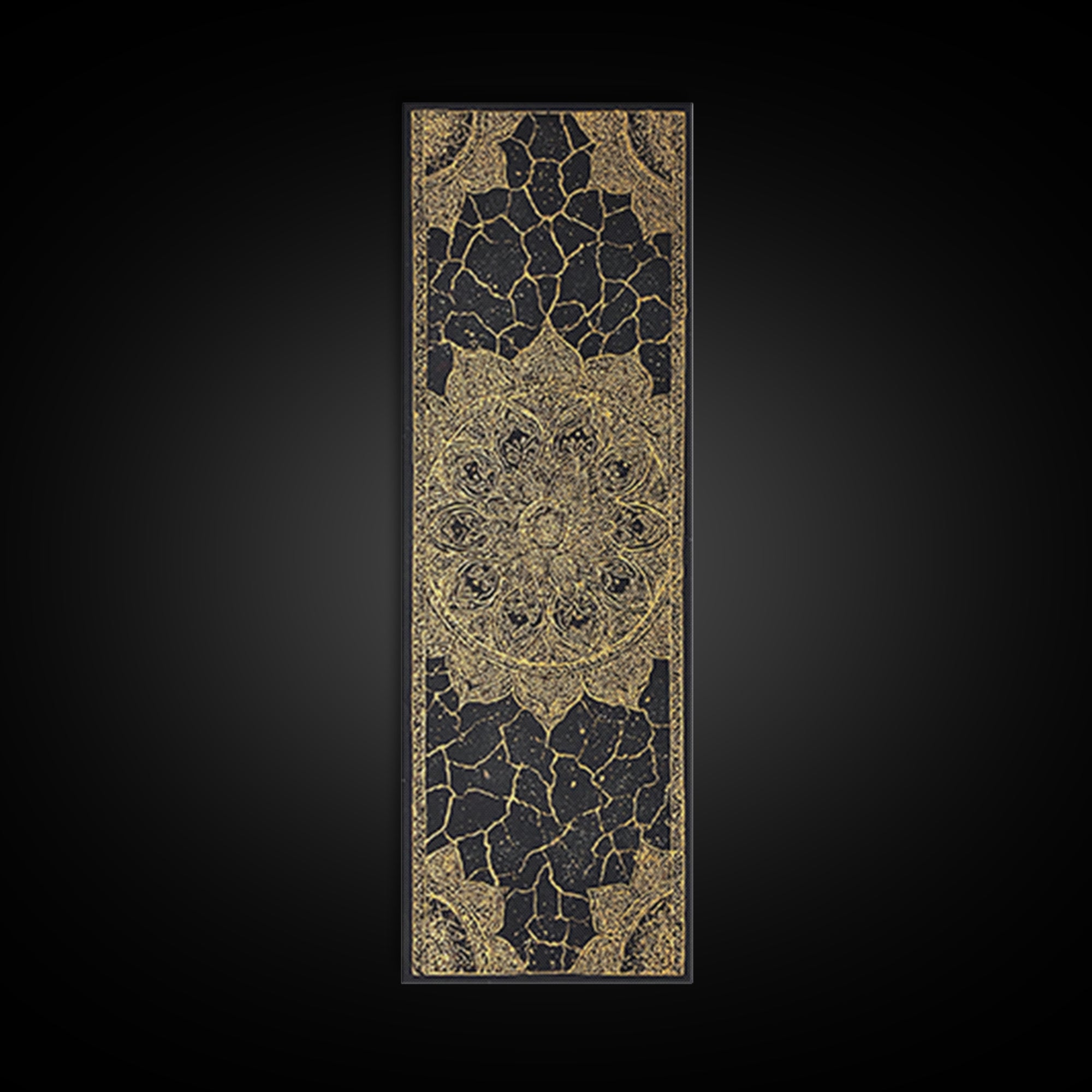 Black Gold Mandala Pattern Wall Art, African Inspired Geometric Textile Design, Elegant Boho Luxury Home Decor Statement Gift