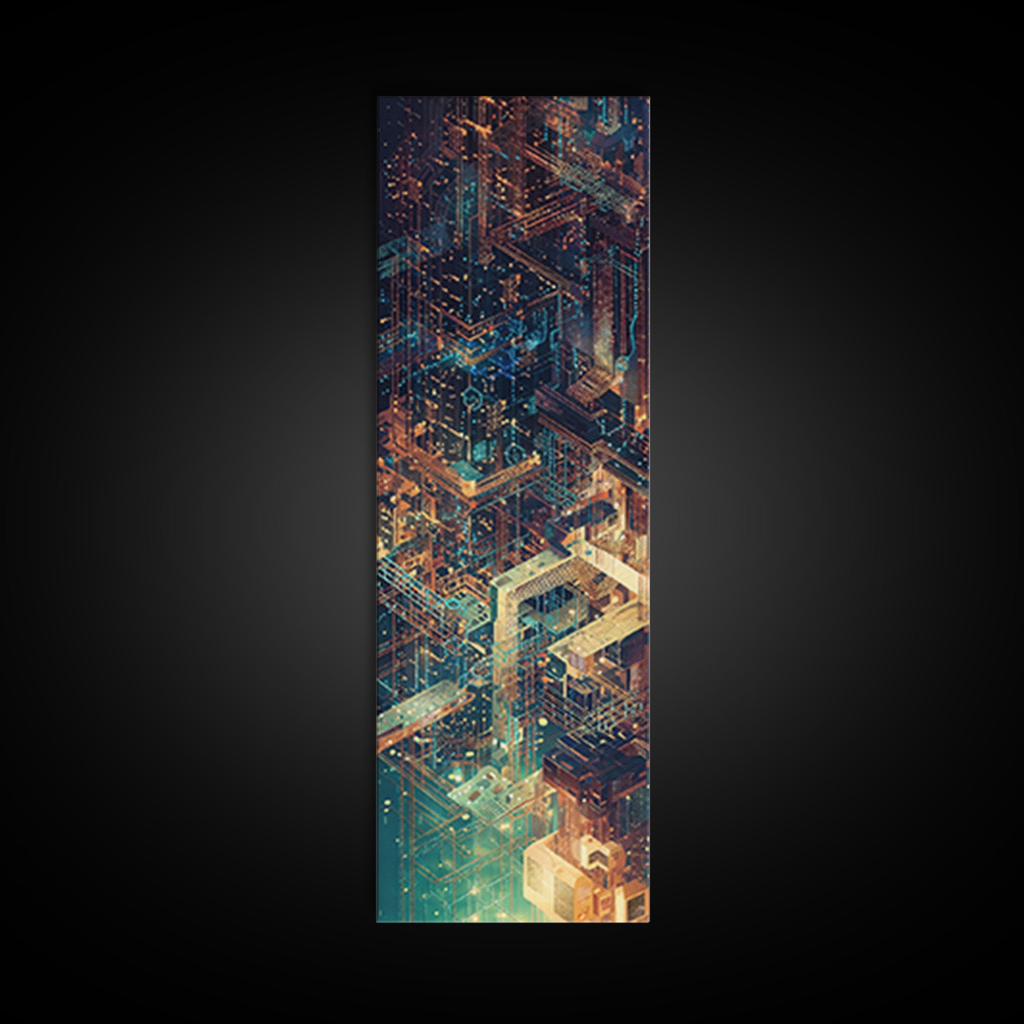 Neon Cyberpunk Megacity Wall Art, Futuristic Cityscape Canvas Print, Modern Urban Decor, Sci Fi Architecture Poster, Tech Noir Gift