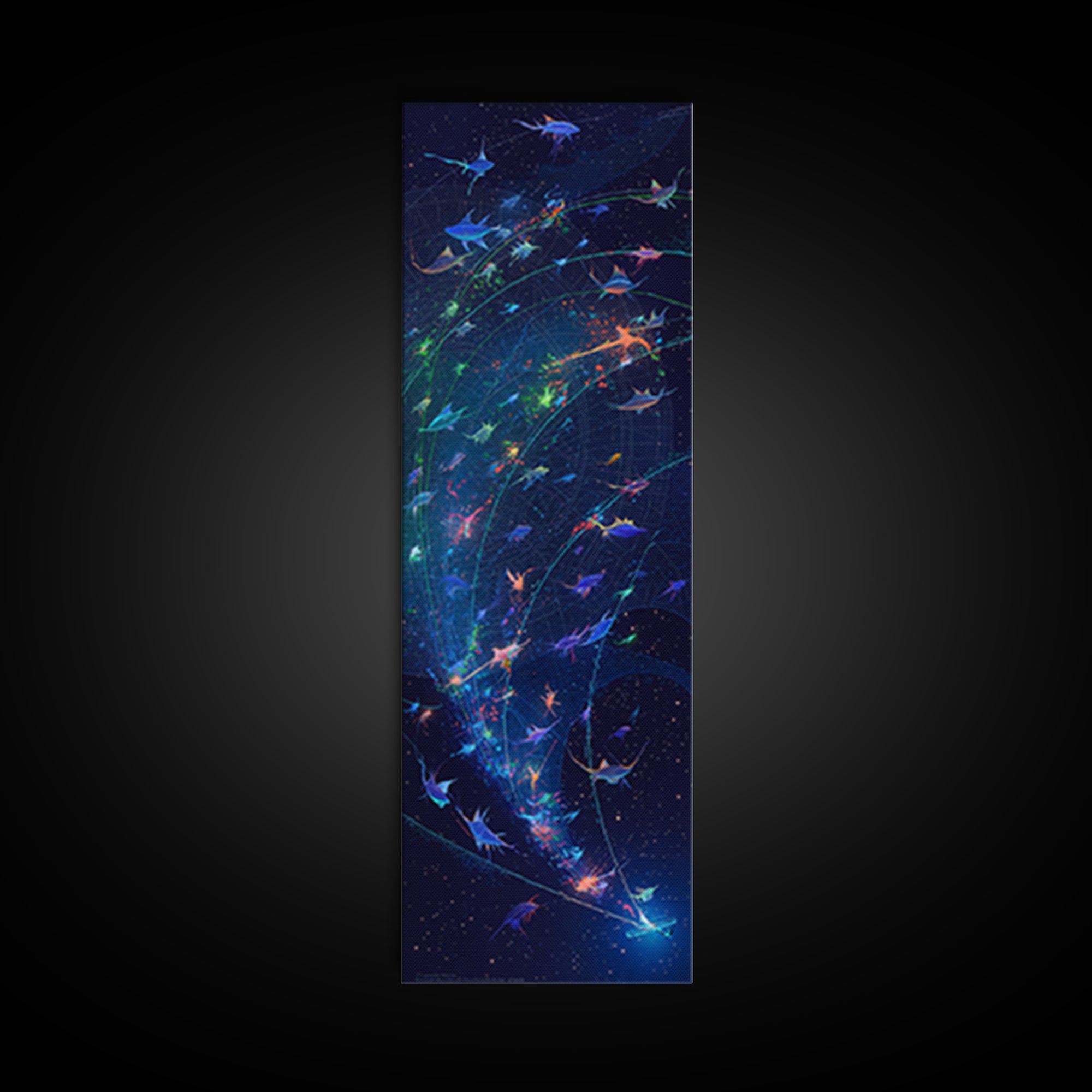 Cosmic Manta Rays In Galaxy Wall Art, Colorful Ocean Canvas Print, Celestial Sea Life, Dreamy Blue Bedroom Decor, Nature Scene Art