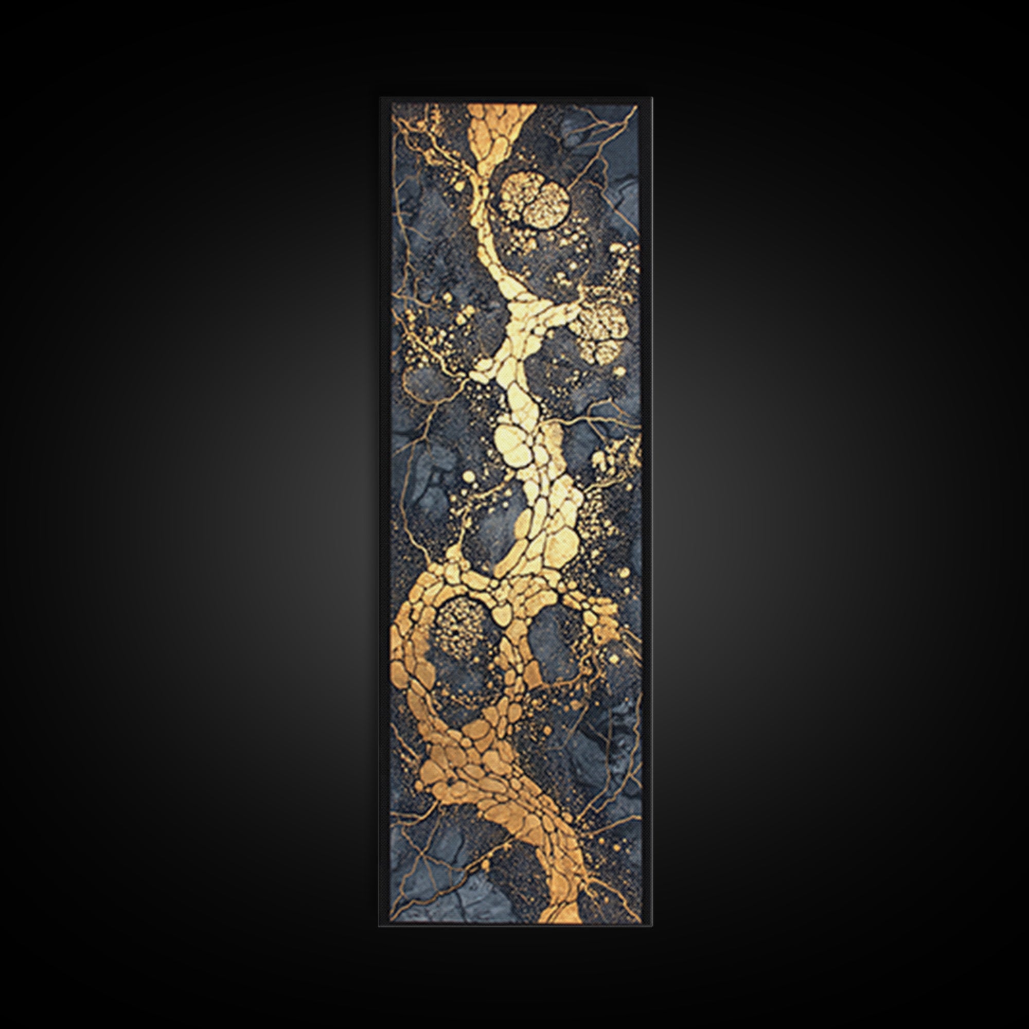 Black Marble Gold Vein Abstract Wall Art, Kintsugi Style Canvas Print, Luxury Modern Decor, Earth Tone Statement Art, Bold Home Decor