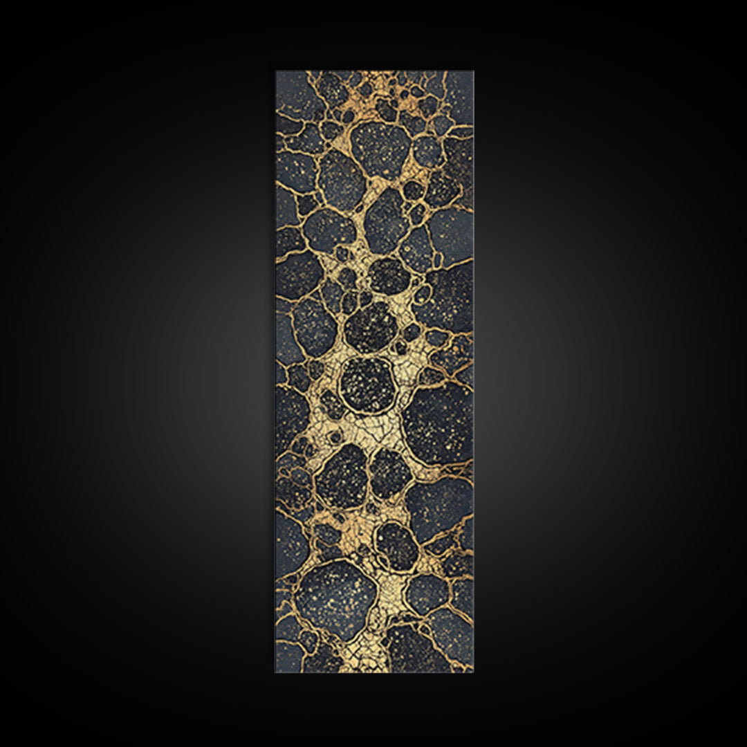 Black Gold Cracked Stone Canvas Print, Abstract African Art Decor, Luxury Modern Wall Art, Earth Tone Statement Piece Gift