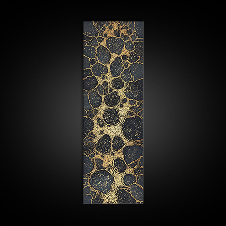 Black Gold Cracked Stone Canvas Print, Abstract African Art Decor, Luxury Modern Wall Art, Earth Tone Statement Piece Gift