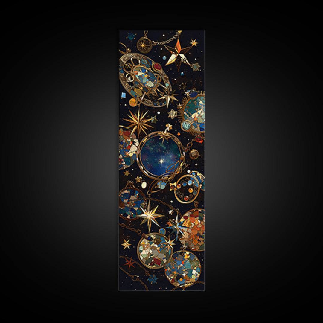Celestial Orbit Stars Canvas Print, Gold Boho Wall Art, Mystical Galaxy Decor, Luxury Abstract Home Decor Gift For Art Lovers