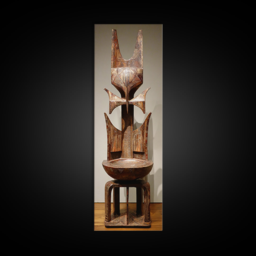 Rustic African Tribal Throne Sculpture Wall Art, African Wood Statue, African Carved Decor, Cultural Home Decor, Unique Gift