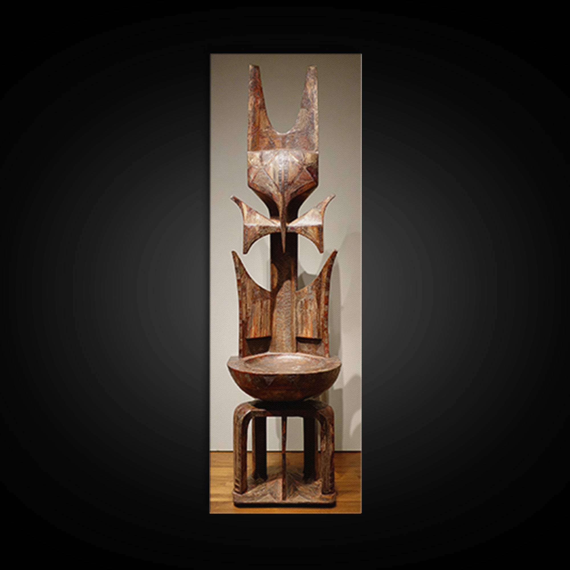 Rustic African Tribal Throne Sculpture Wall Art, African Wood Statue, African Carved Decor, Cultural Home Decor, Unique Gift