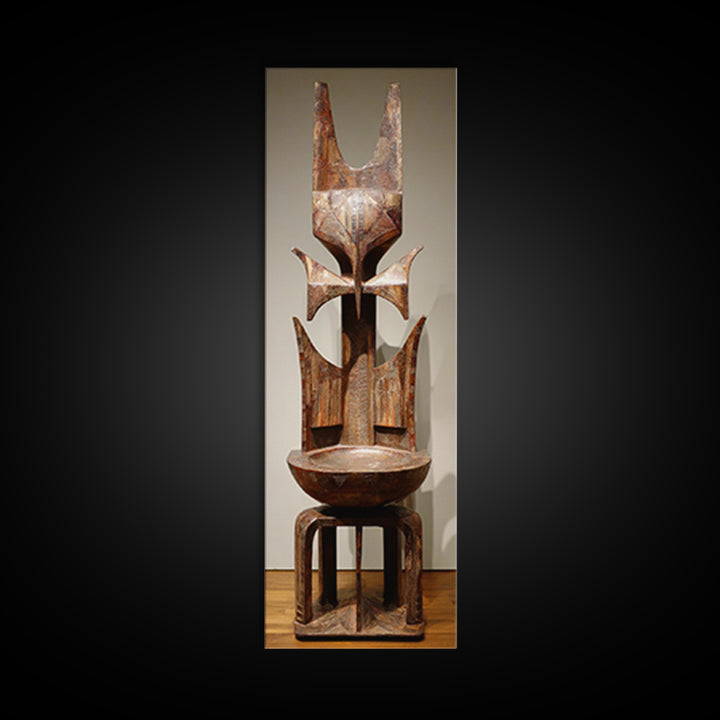 Rustic African Tribal Throne Sculpture Wall Art, African Wood Statue, African Carved Decor, Cultural Home Decor, Unique Gift