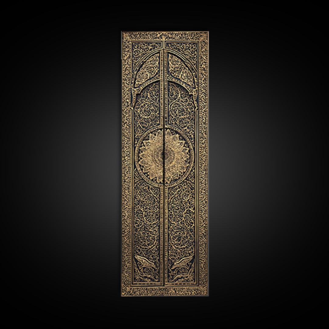 Black Gold Ornate African Door Panels Canvas Print, Tribal Pattern Wall Art, African Home Decor, Cultural Wall Decor Gift