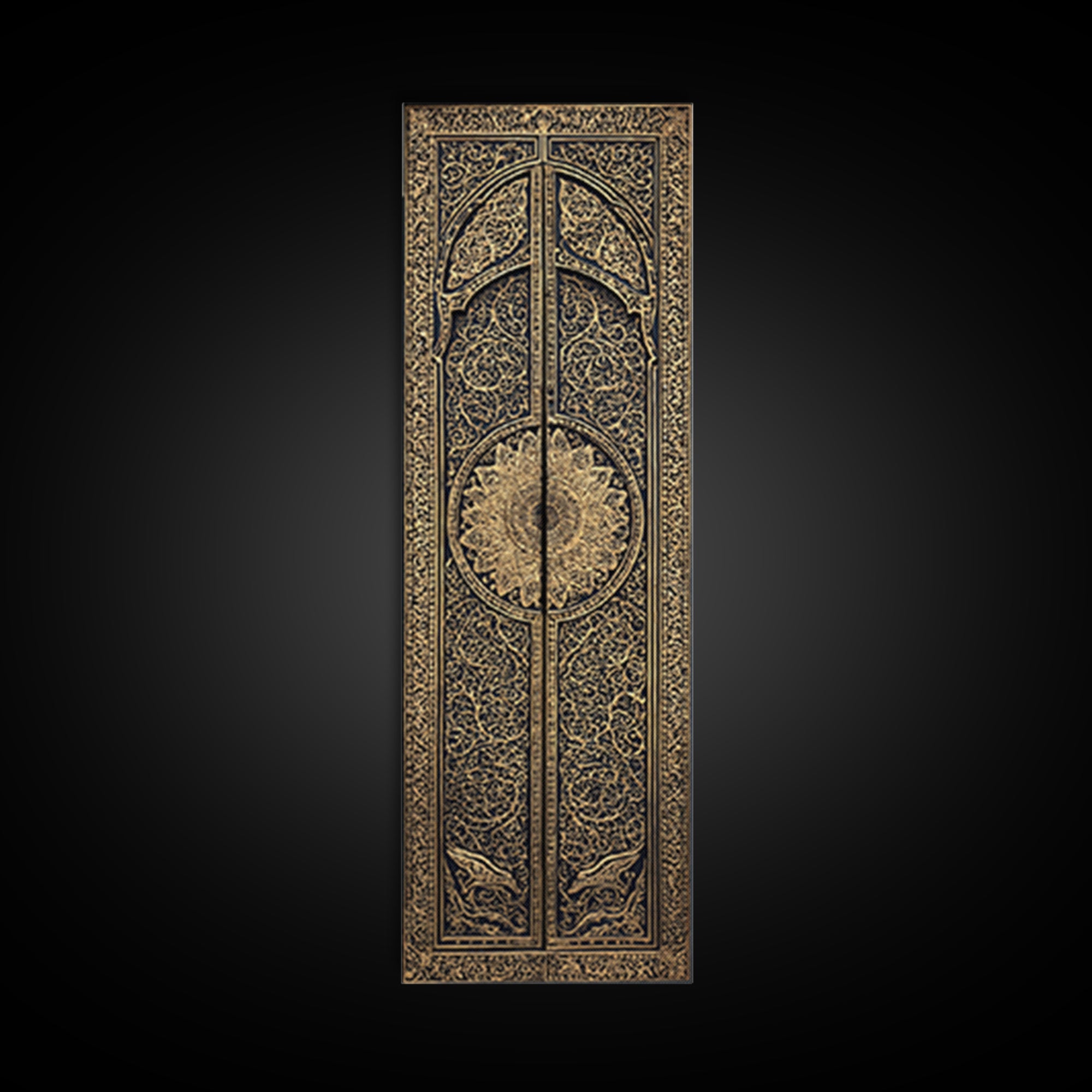 Black Gold Ornate African Door Panels Canvas Print, Tribal Pattern Wall Art, African Home Decor, Cultural Wall Decor Gift