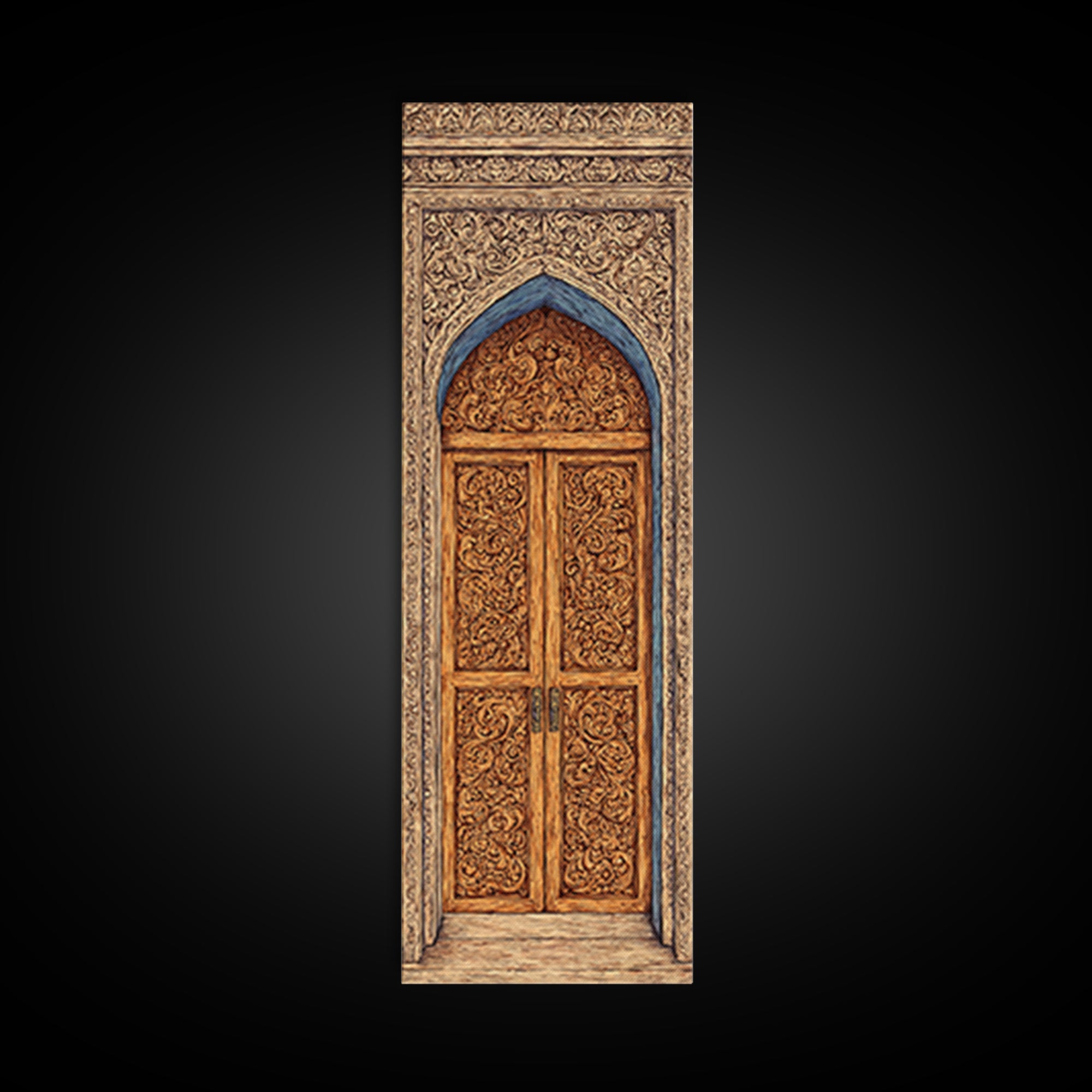 Ornate Arched African Doorway In Blue And Gold Wall Art, Moroccan Travel, African Home Decor, Cultural Wall Decor Gift, Statement Piece