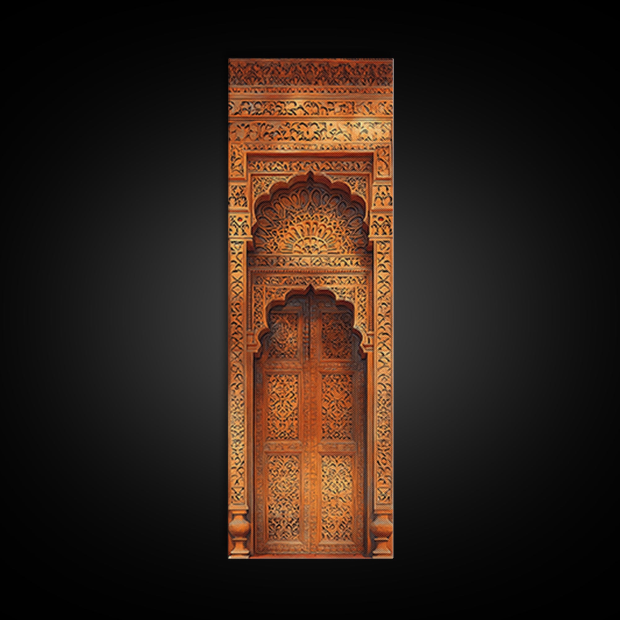 Ornate Moroccan Carved Door Framed Canvas Print, African Inspired Wall Decor, Boho Entryway Art, Rustic Home Decor Gift Print