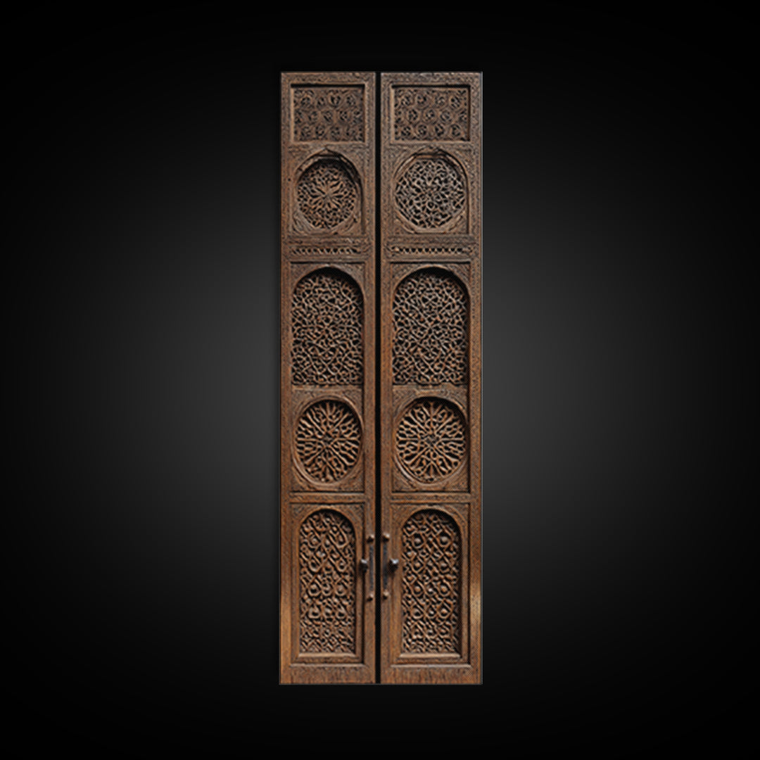 Intricate Antique Wooden Door Canvas Print, Moroccan African Wall Art, Tribal Pattern Decor, Bohemian Home Decor Statement