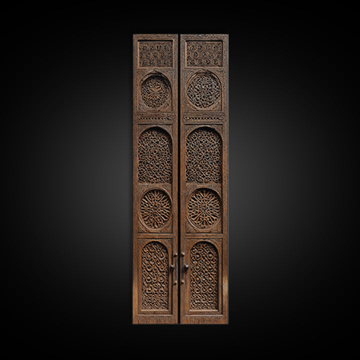 Intricate Antique Wooden Door Canvas Print, Moroccan African Wall Art, Tribal Pattern Decor, Bohemian Home Decor Statement