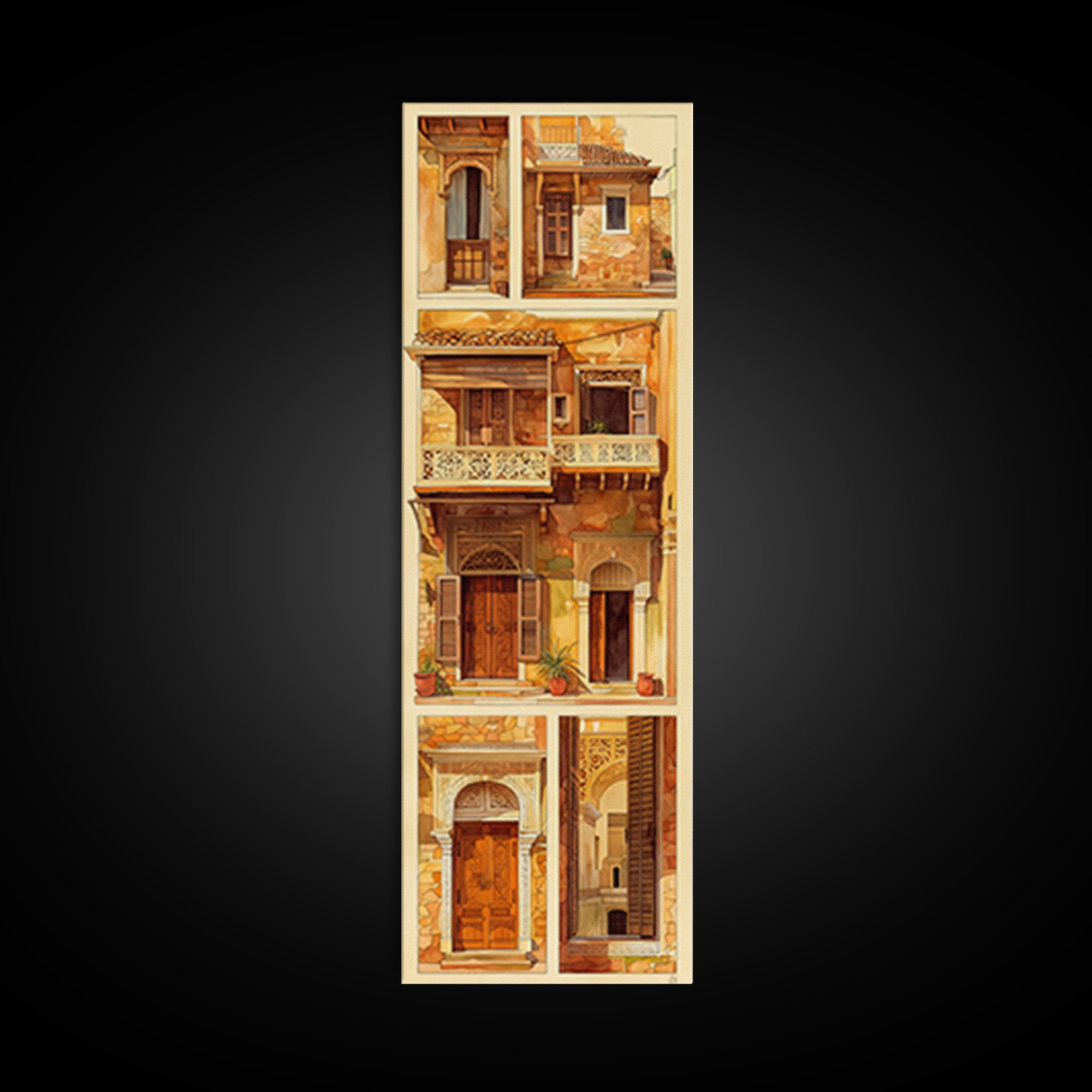 Ornate Balconies And Carved Doors Wall Art, Moroccan Architecture Canvas Print, African Inspired Boho Home Decor Gift For Her