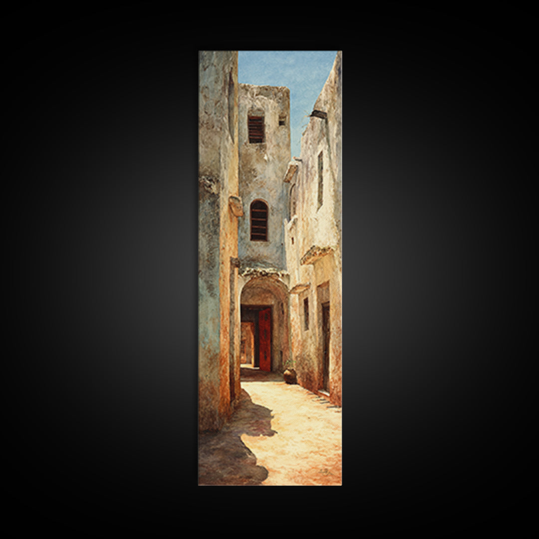Weathered Medina Passage Wall Art, Moroccan Alley Canvas Print, African Travel Decor, Rustic Neutral Home Decor Gift Print