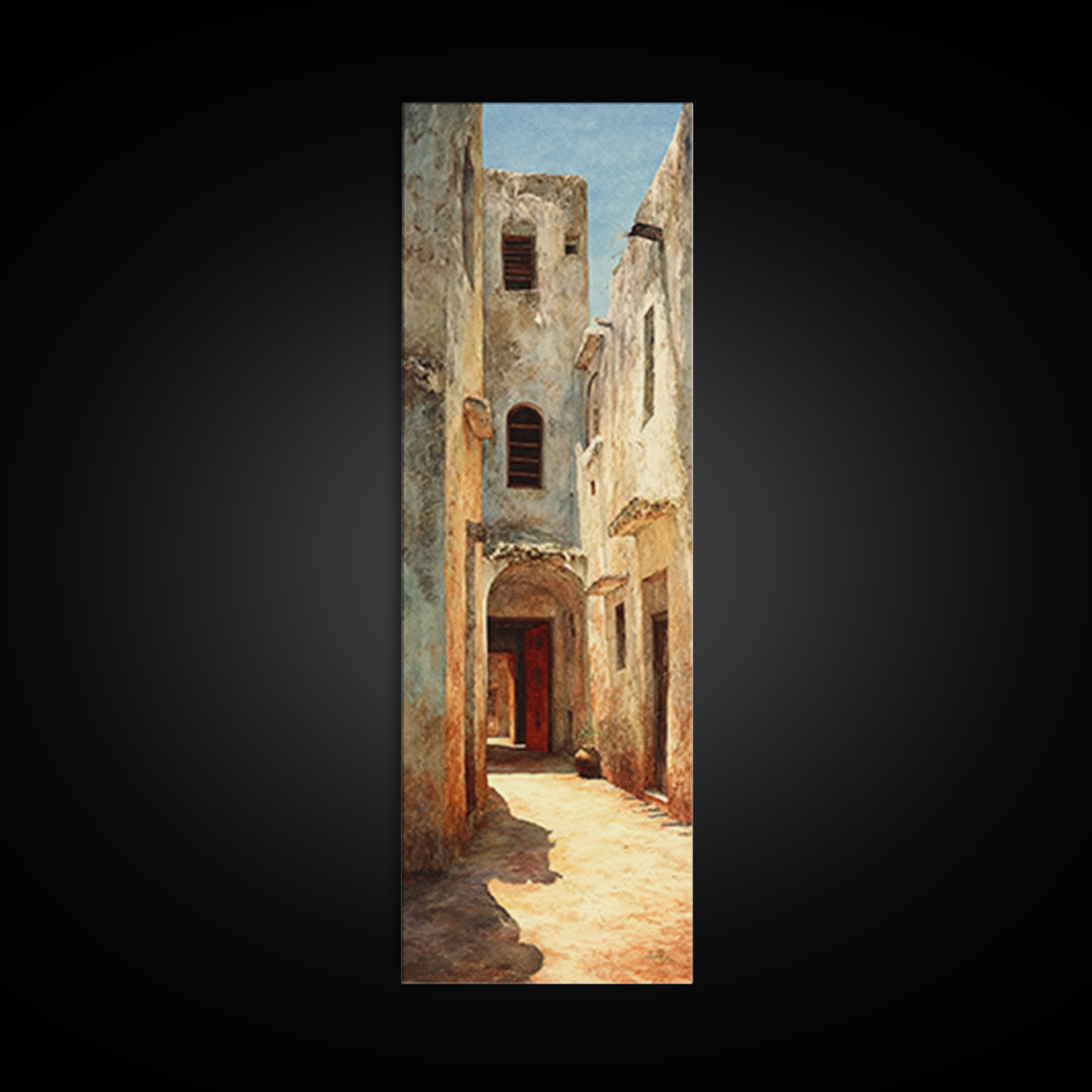Weathered Medina Passage Wall Art, Moroccan Alley Canvas Print, African Travel Decor, Rustic Neutral Home Decor Gift Print