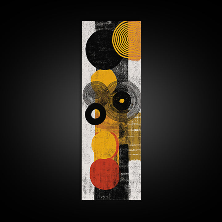 Black Gold And Orange Abstract Circles Canvas Print, Geometric African Inspired Wall Decor, Modern Boho Office Home Decor Gift