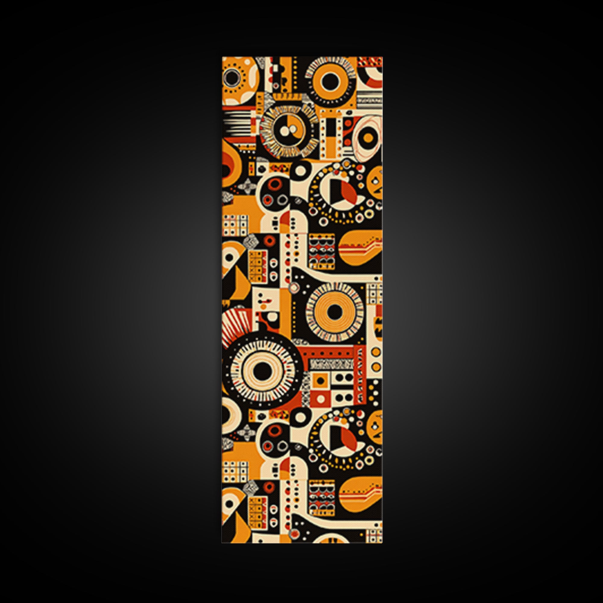 Orange Black African Pattern Collage Wall Art, Tribal Textile Inspired Canvas Print, Afrocentric Boho Home Decor Gift For Him