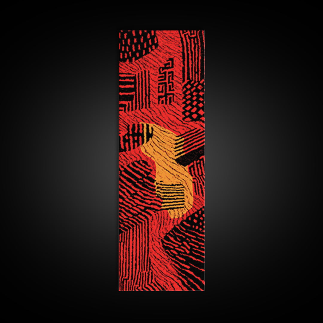 Red Orange Mud Cloth Textile Pattern Canvas Print, Abstract African Tribal Wall Decor, Bold Ethnic Home Decor Gift For Her
