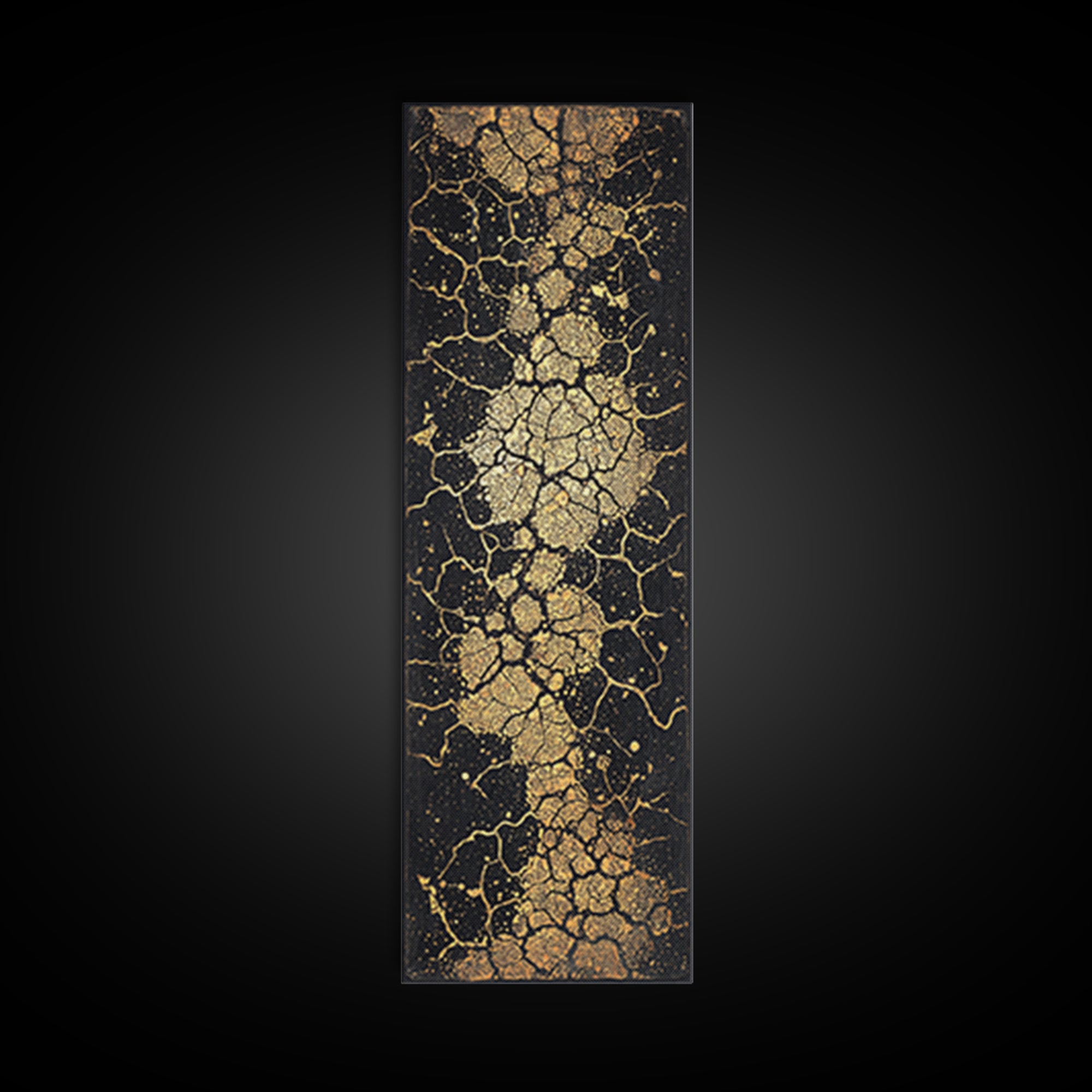 Abstract Gold Cracked Stone Wall Art, Black And Gold African Inspired Canvas Print, Luxury Texture For Modern Home Decor