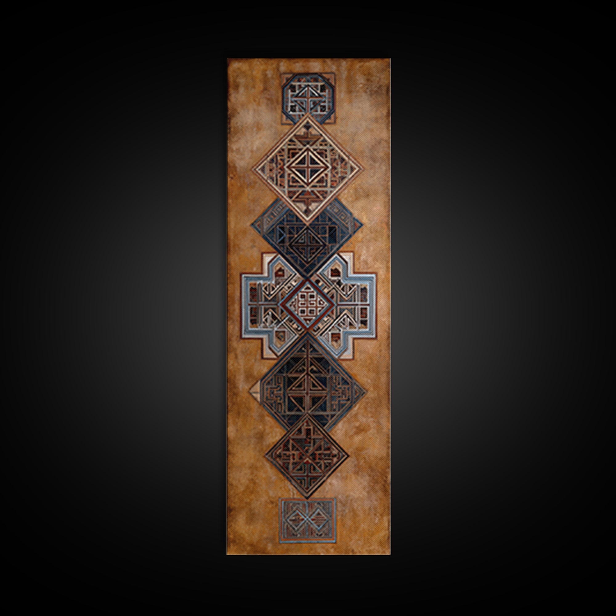 Geometric African Textile Pattern Canvas Print, Tribal Mud Cloth Wall Art, Earth Tone Cultural Decor For Boho Home Decor