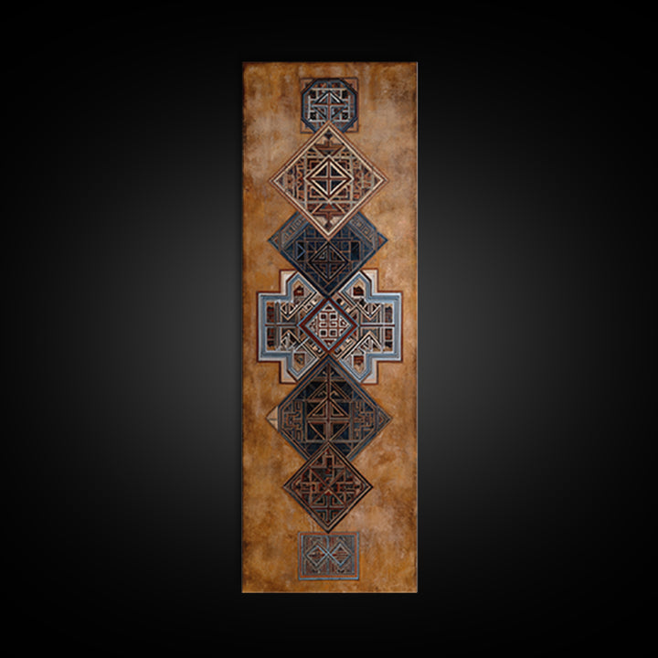 Geometric African Textile Pattern Canvas Print, Tribal Mud Cloth Wall Art, Earth Tone Cultural Decor For Boho Home Decor