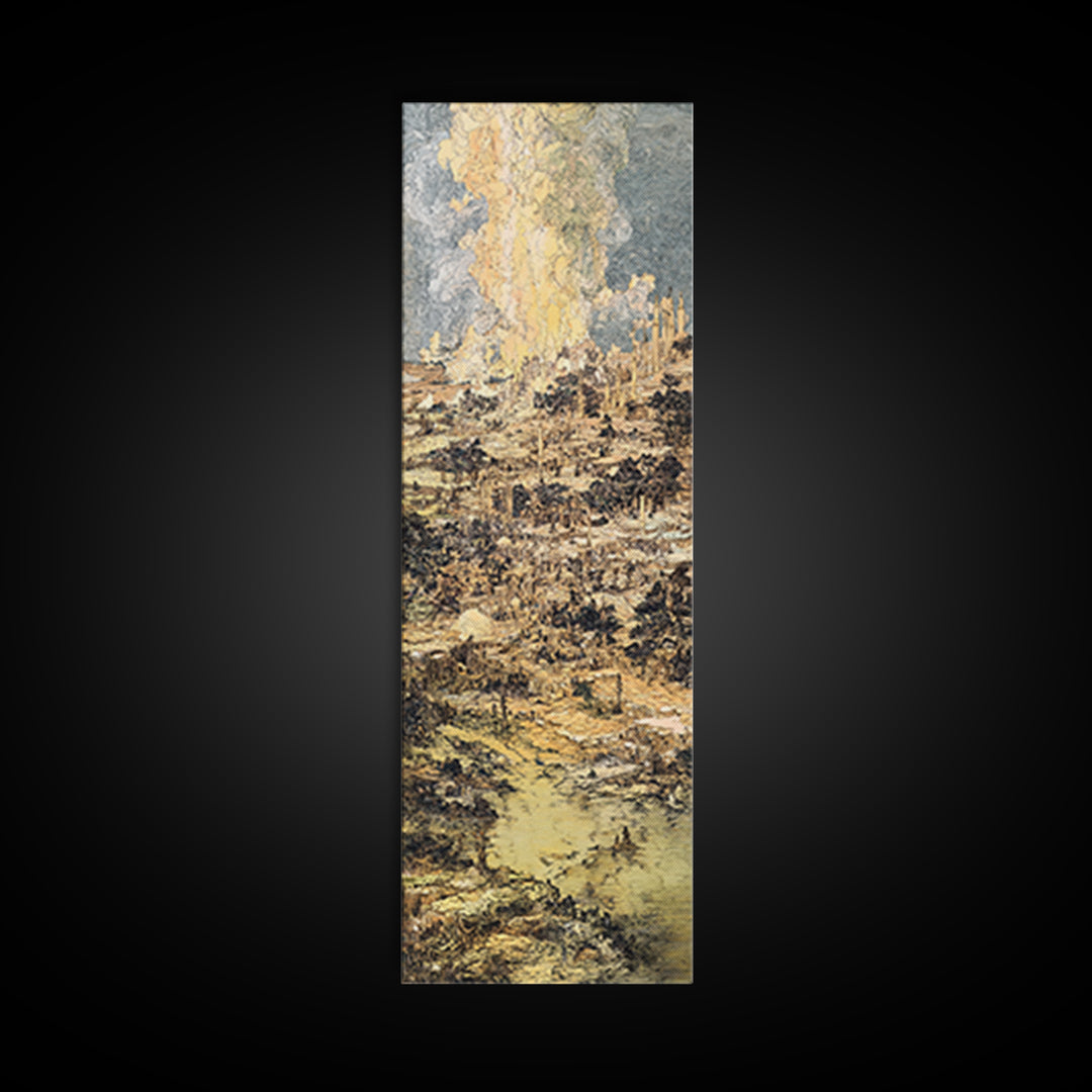 Ochre Abstract River City Wall Art, Modern African Art, Textured Skyline Painting, Large Canvas Wall Decor For Office Art