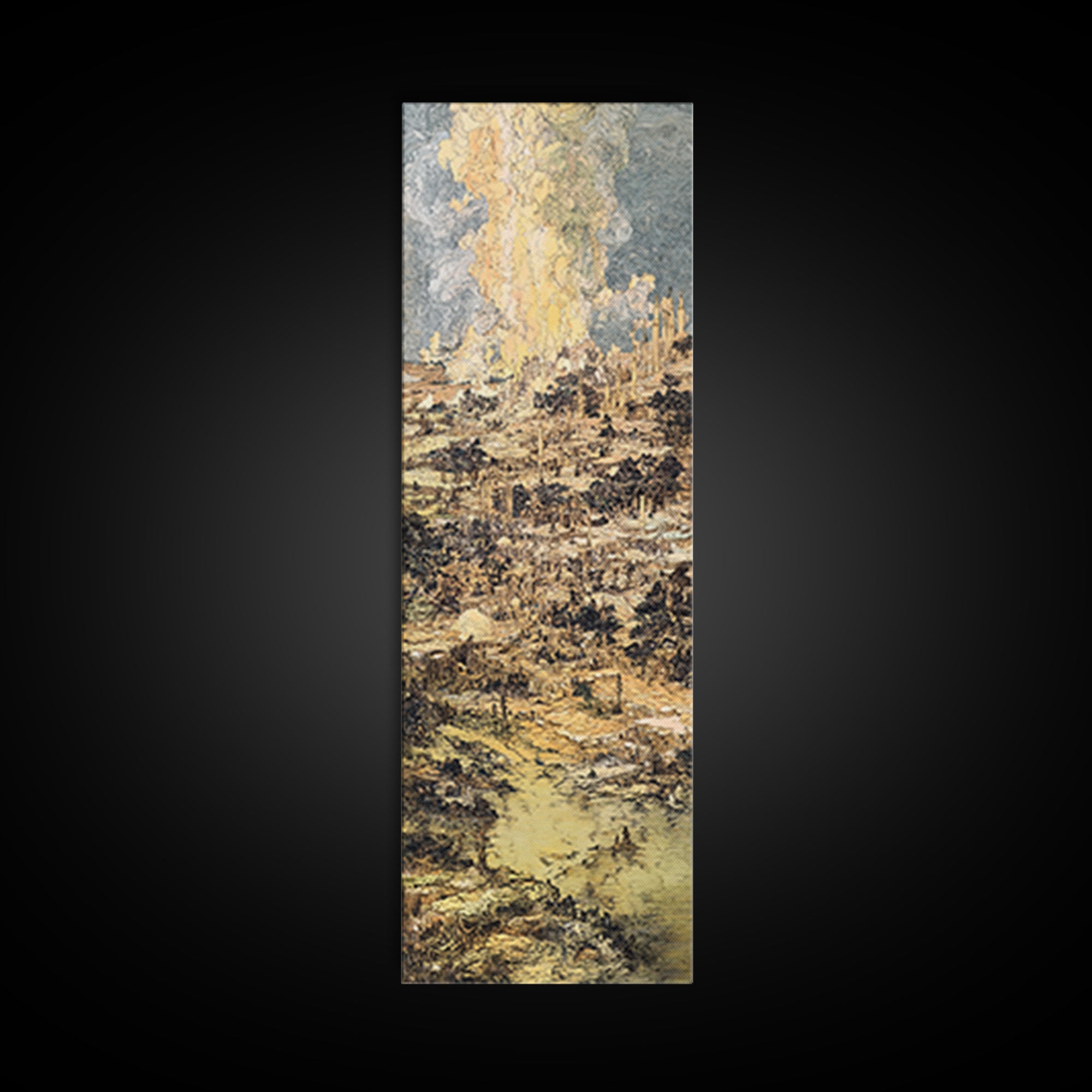 Ochre Abstract River City Wall Art, Modern African Art, Textured Skyline Painting, Large Canvas Wall Decor For Office Art
