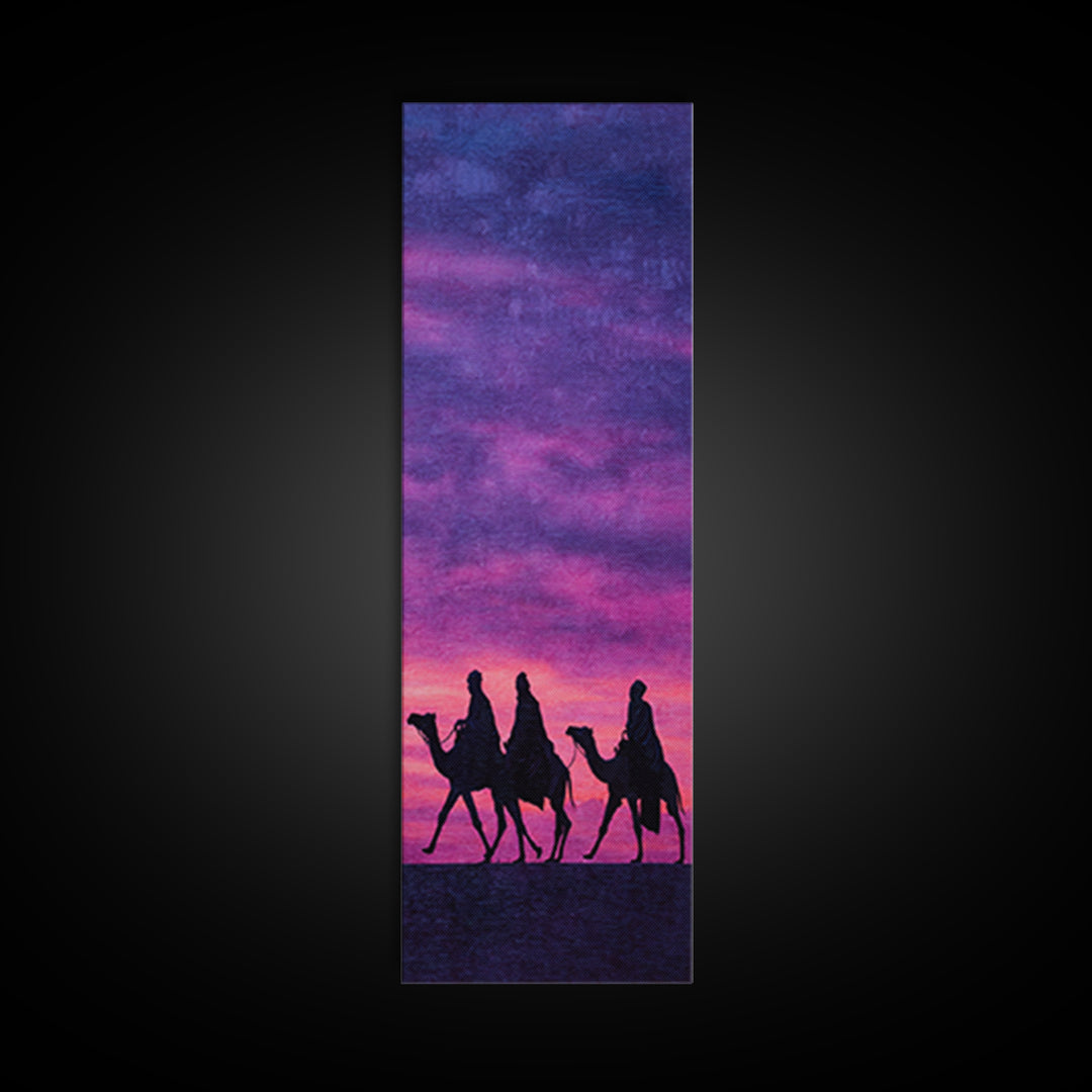 Pink Purple Sunset Camel Caravan Wall Art, African Safari Art Print, Desert Travel Decor, Boho Canvas For Bedroom Gallery