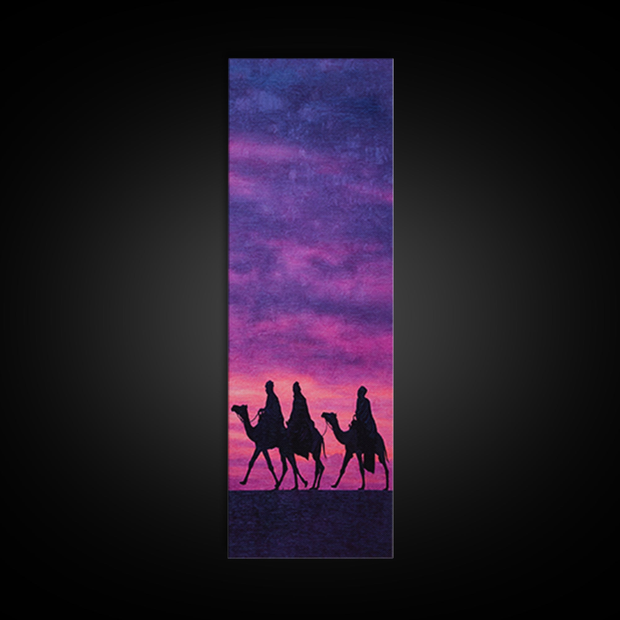 Pink Purple Sunset Camel Caravan Wall Art, African Safari Art Print, Desert Travel Decor, Boho Canvas For Bedroom Gallery