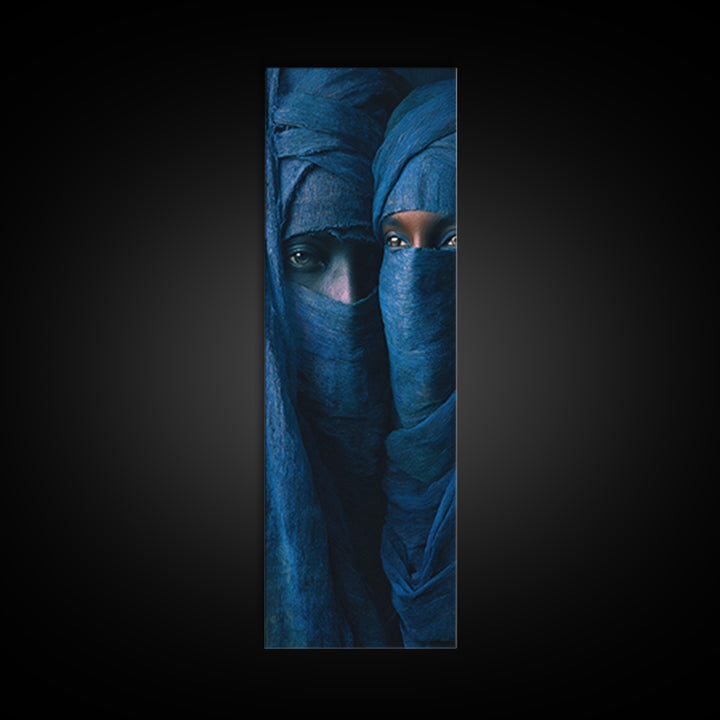 Indigo Veiled Tuareg Portrait Canvas Print, African Portrait Wall Art, Blue Nomad Decor, Afrocentric Cultural Home Decor