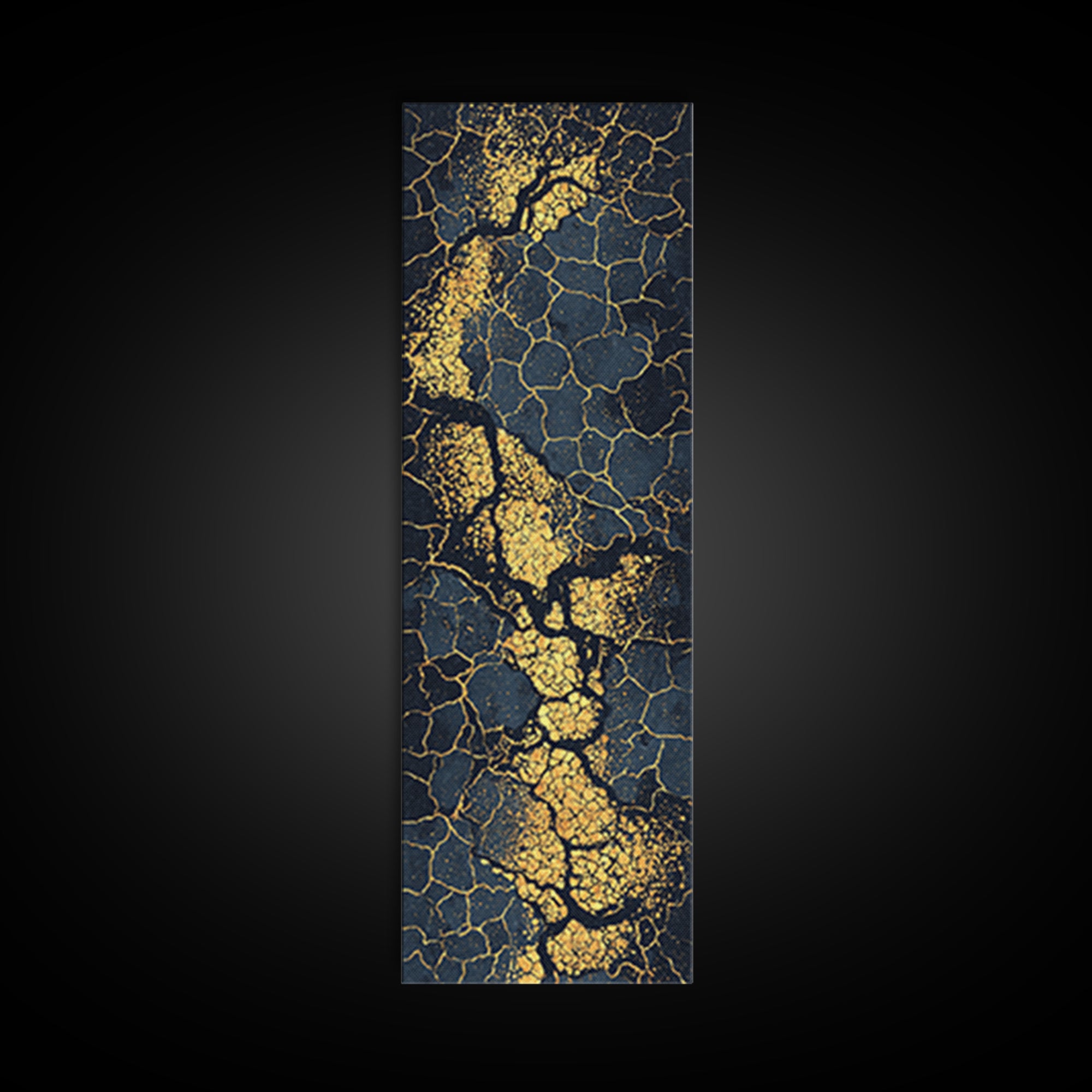 Black Gold Cracked Stone Abstract Wall Art, African Abstract Canvas Print, Luxury Marble Texture Modern Office Decor Gift