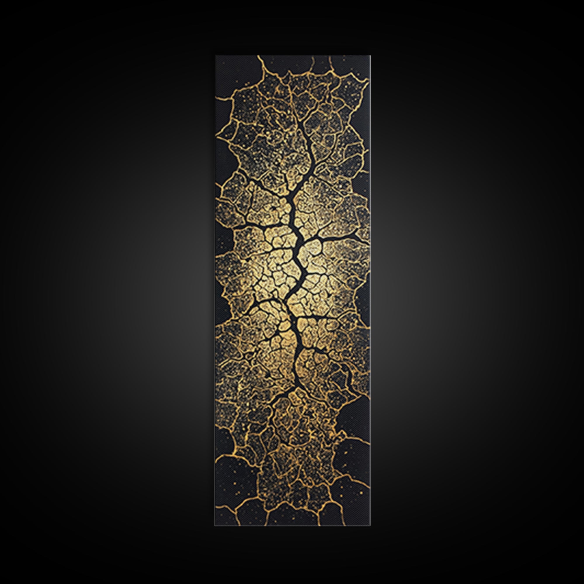 Gold Cracked Leaf Pattern Framed Canvas Print, Abstract African Wall Art, Black Gold Texture, Luxury Modern Home Decor Gift