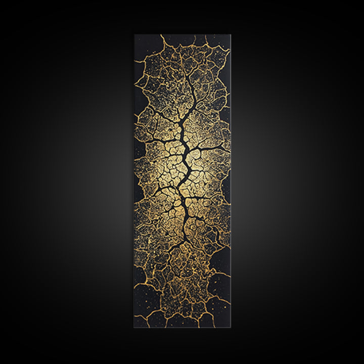 Gold Cracked Leaf Pattern Framed Canvas Print, Abstract African Wall Art, Black Gold Texture, Luxury Modern Home Decor Gift