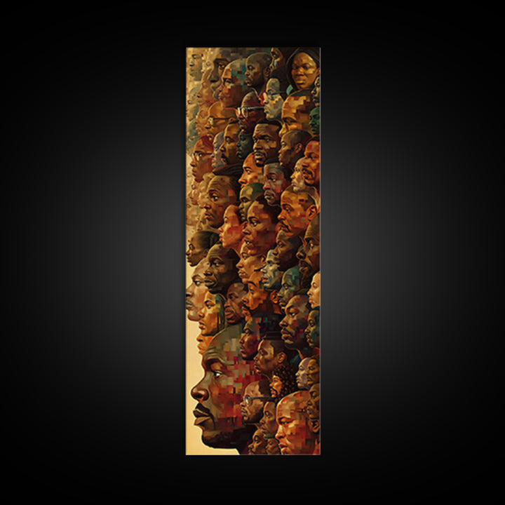 Panoramic Black Faces Collage With African Profiles Wall Art, African American Art Print, Afrocentric Black Culture Decor