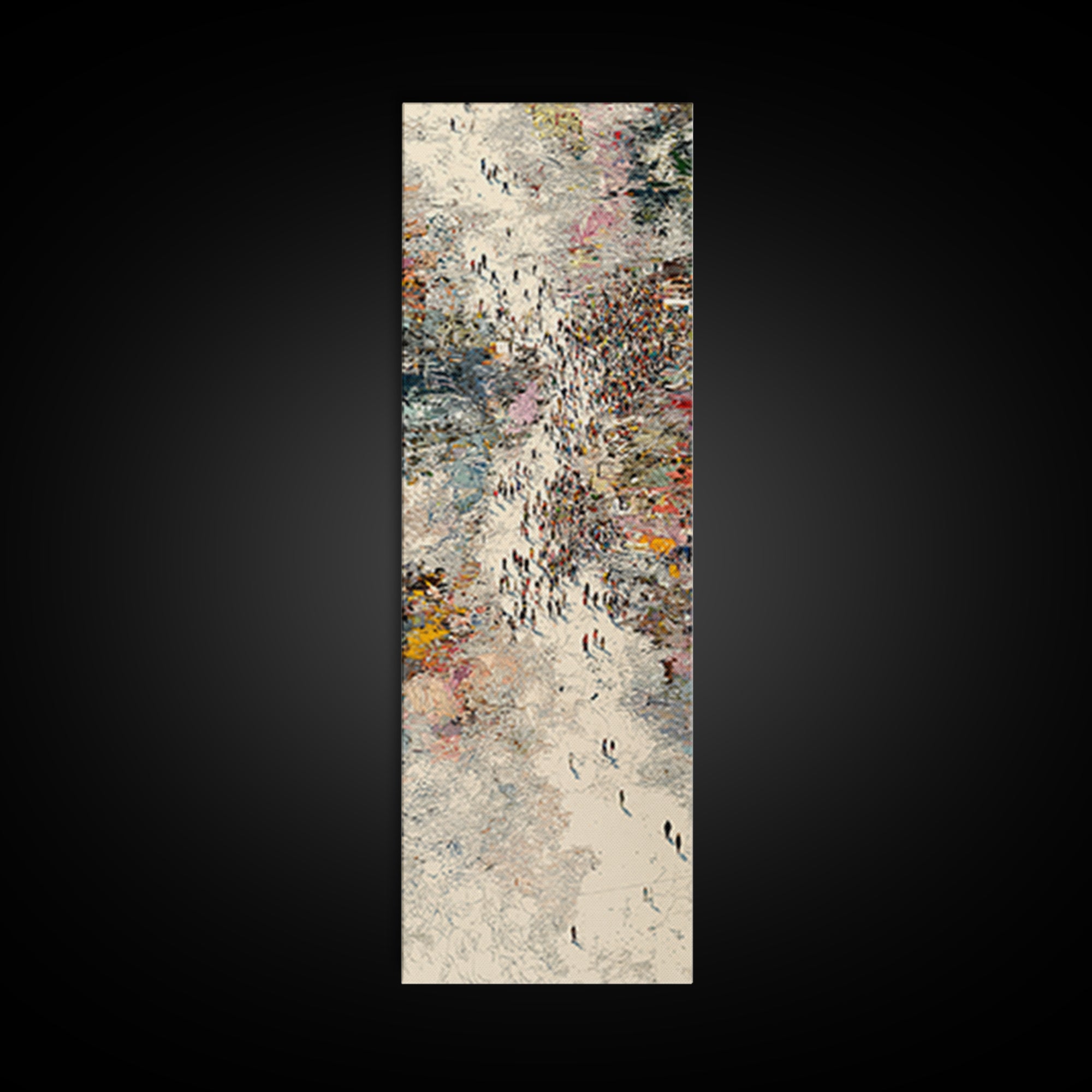 Abstract Crowd River Scene With Tiny Figures Wall Art, Modern African Art Print, Textured City Movement Home Decor Gift Idea