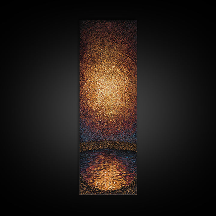 Radiant Golden Pear Light Over Water Wall Art, African Inspired Abstract Painting, Dreamy Wall Decor, Luxury Canvas Gift