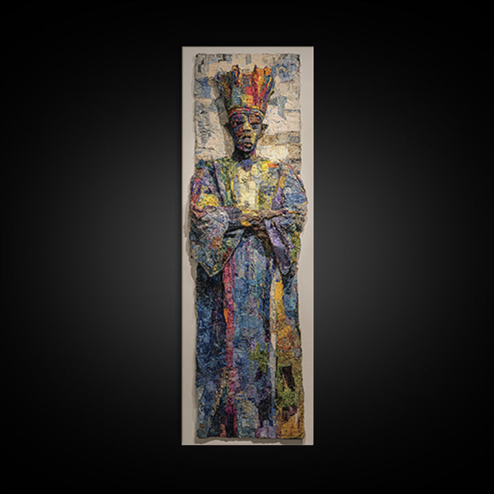 Regal Crowned African King Framed Canvas Print, Royal African Portrait, Cultural Wall Decor, Black History Art Gift For Home
