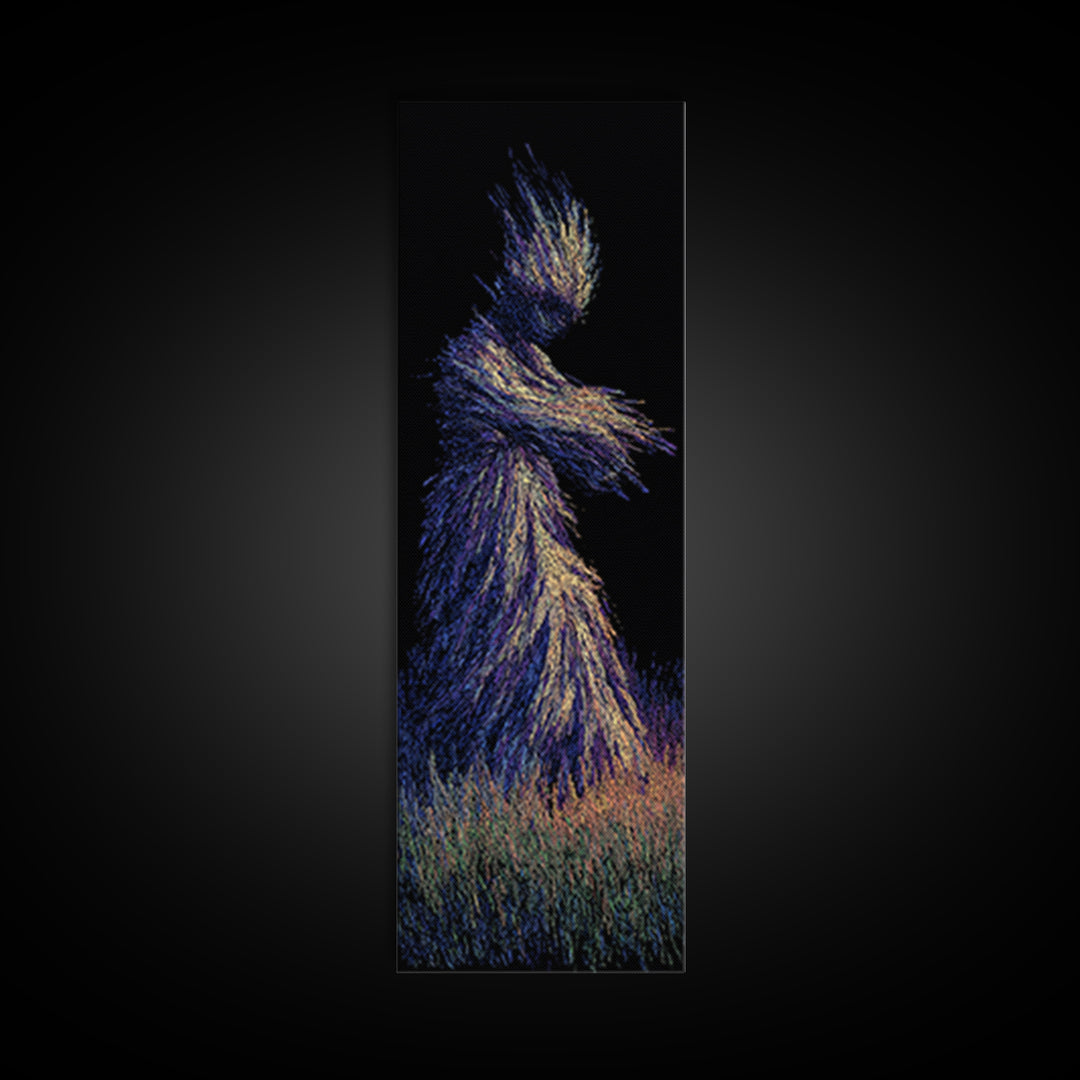 Mystical African Woman Wall Art, Abstract Particle Figure, Spiritual Afrocentric Decor, Elegant Black Goddess Canvas Print