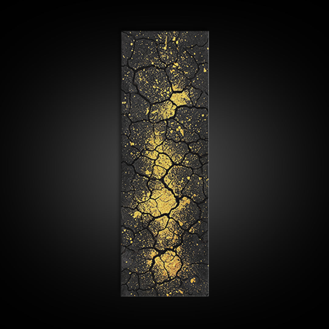 Cracked Black Stone With Gold Vein Wall Art, Abstract African Art Print, Luxury Canvas Decor, Earth Tone Home Decor Gift