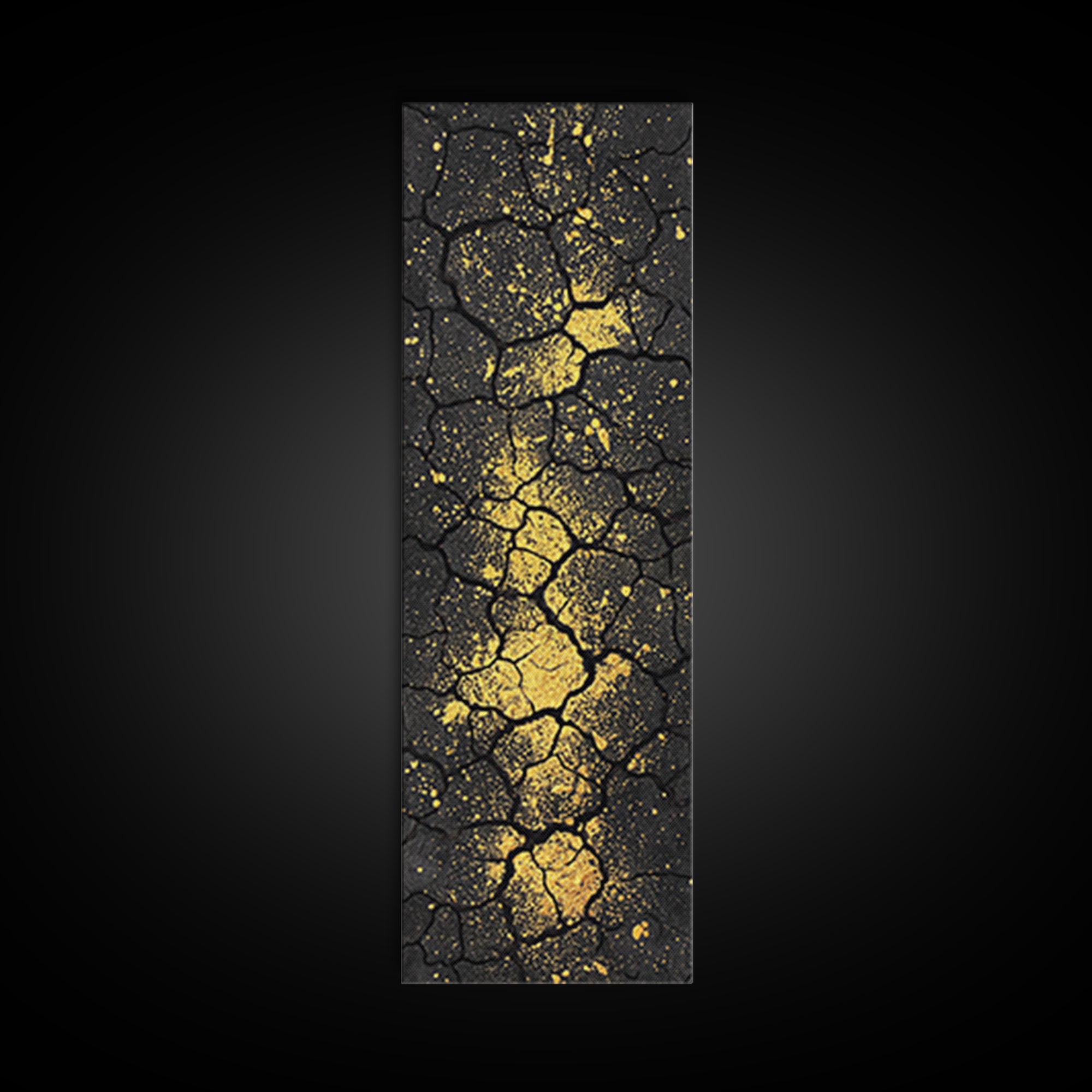 Cracked Black Stone With Gold Vein Wall Art, Abstract African Art Print, Luxury Canvas Decor, Earth Tone Home Decor Gift