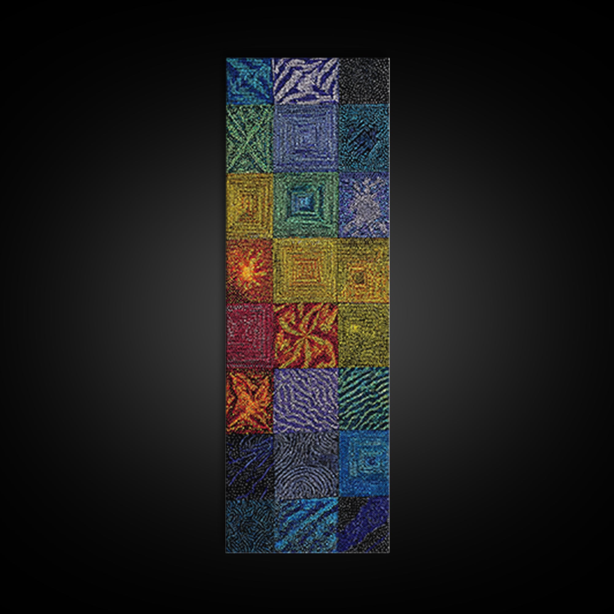 Blue Green African Quilt Patchwork Canvas Print, Abstract African Art, Textile Art, Boho Wall Decor, Modern Ethnic Home Decor