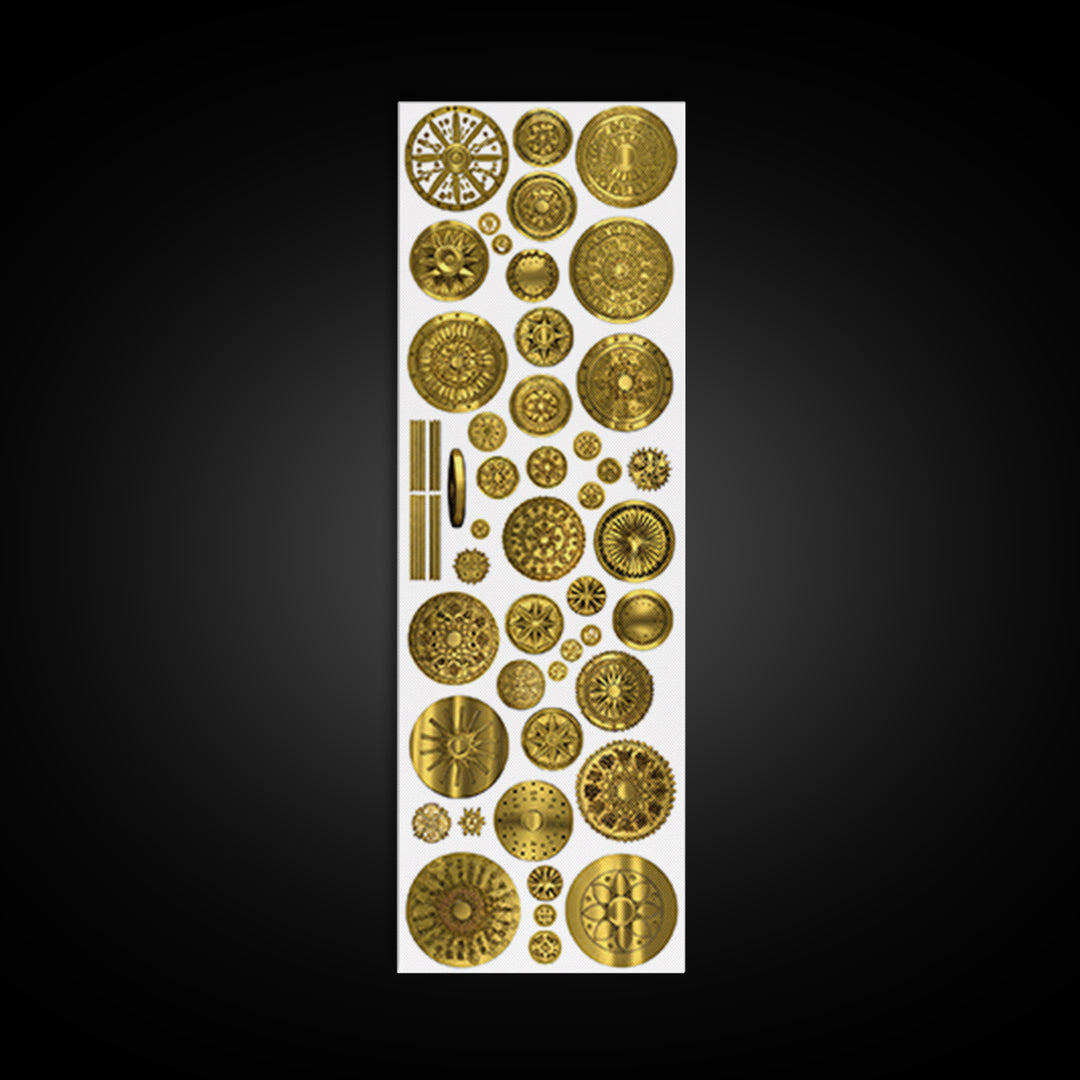Golden Medallion Symbols On White Canvas Print, African Inspired Geometric Wall Art, Tribal Patterns, Luxury Home Decor Gift