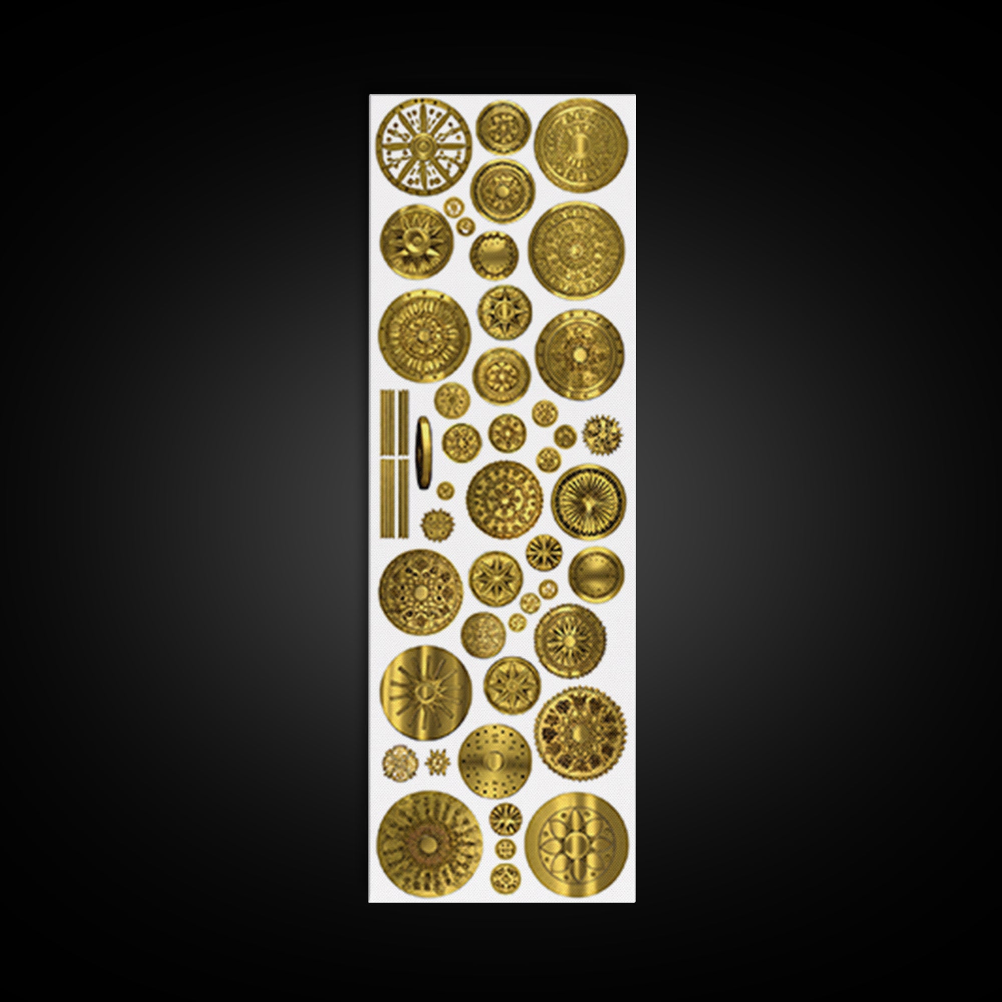 Golden Medallion Symbols On White Canvas Print, African Inspired Geometric Wall Art, Tribal Patterns, Luxury Home Decor Gift