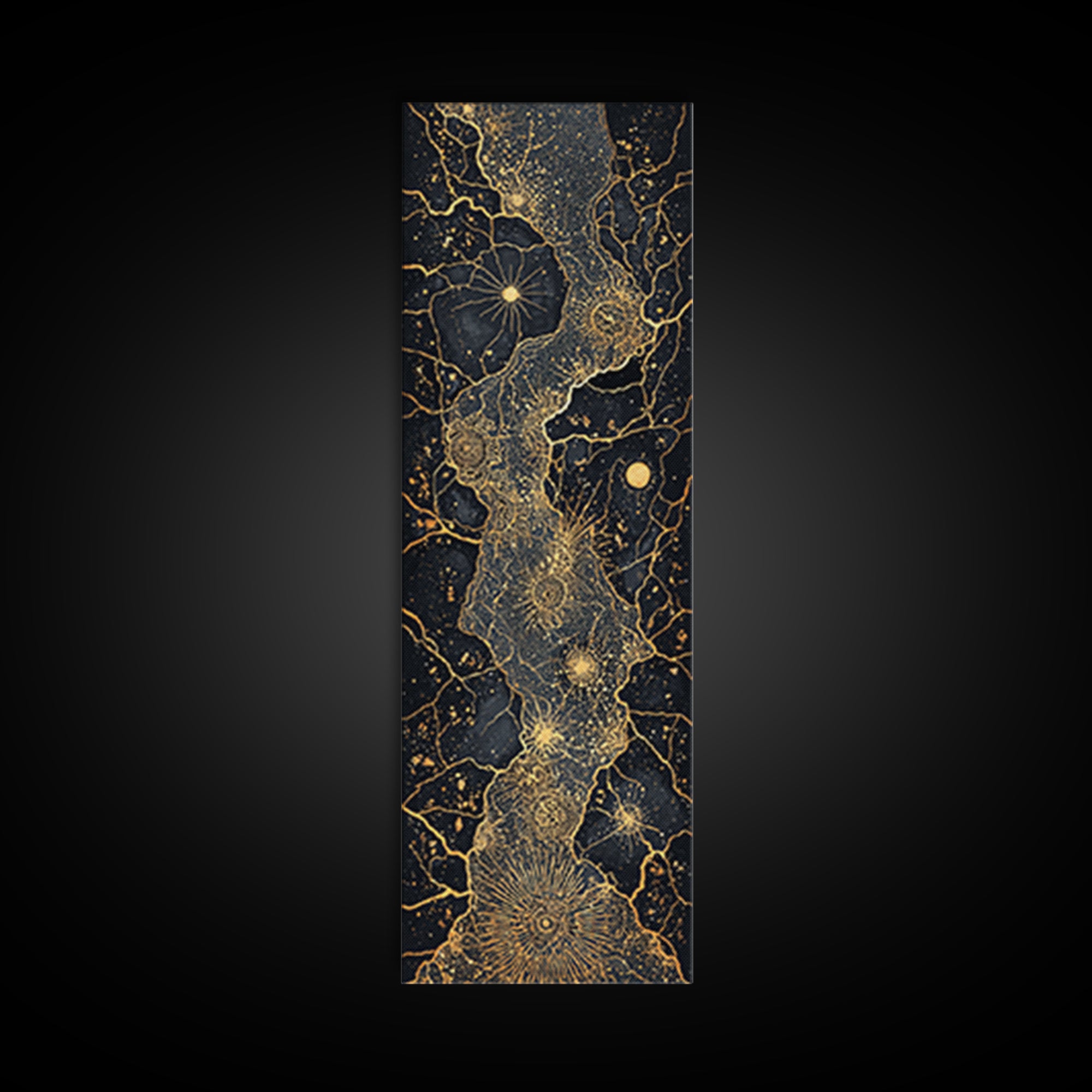 Gold Celestial African Woman Figure On Black Map Lines, Wall Art, Abstract African Art Print, Luxury Canvas Decor Gift For Her