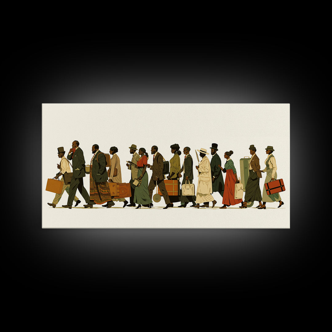 Elegant Black Travelers Procession Wall Art, African American Art, Black Culture Art Print, Heritage Portrait For Living Room