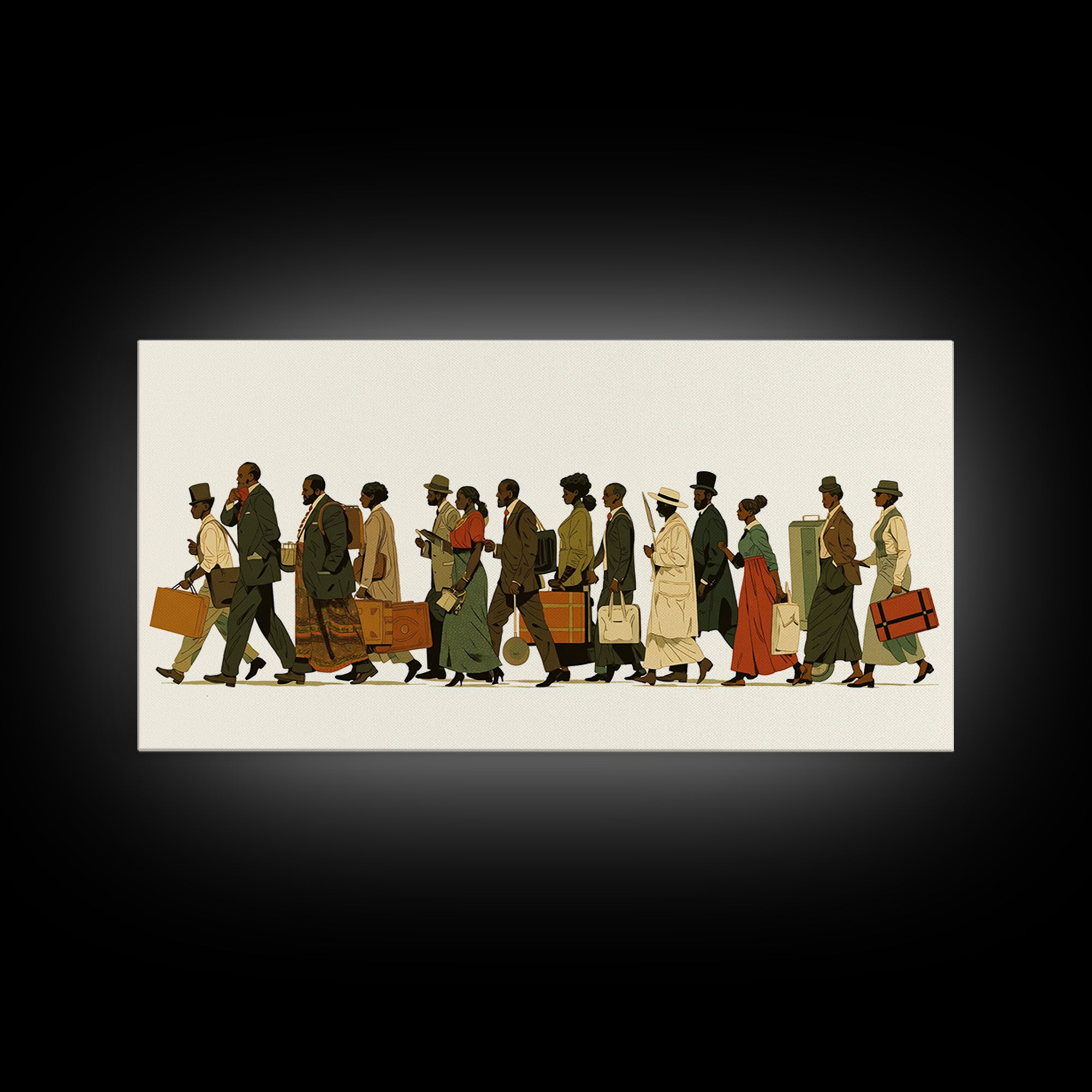 Elegant Black Travelers Procession Wall Art, African American Art, Black Culture Art Print, Heritage Portrait For Living Room