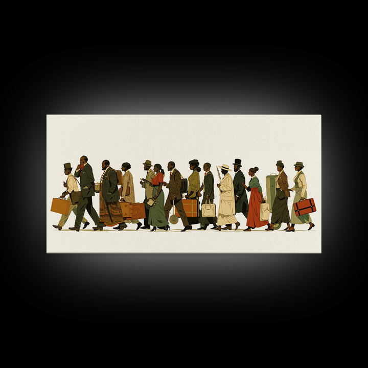 Elegant Black Travelers Procession Wall Art, African American Art, Black Culture Art Print, Heritage Portrait For Living Room