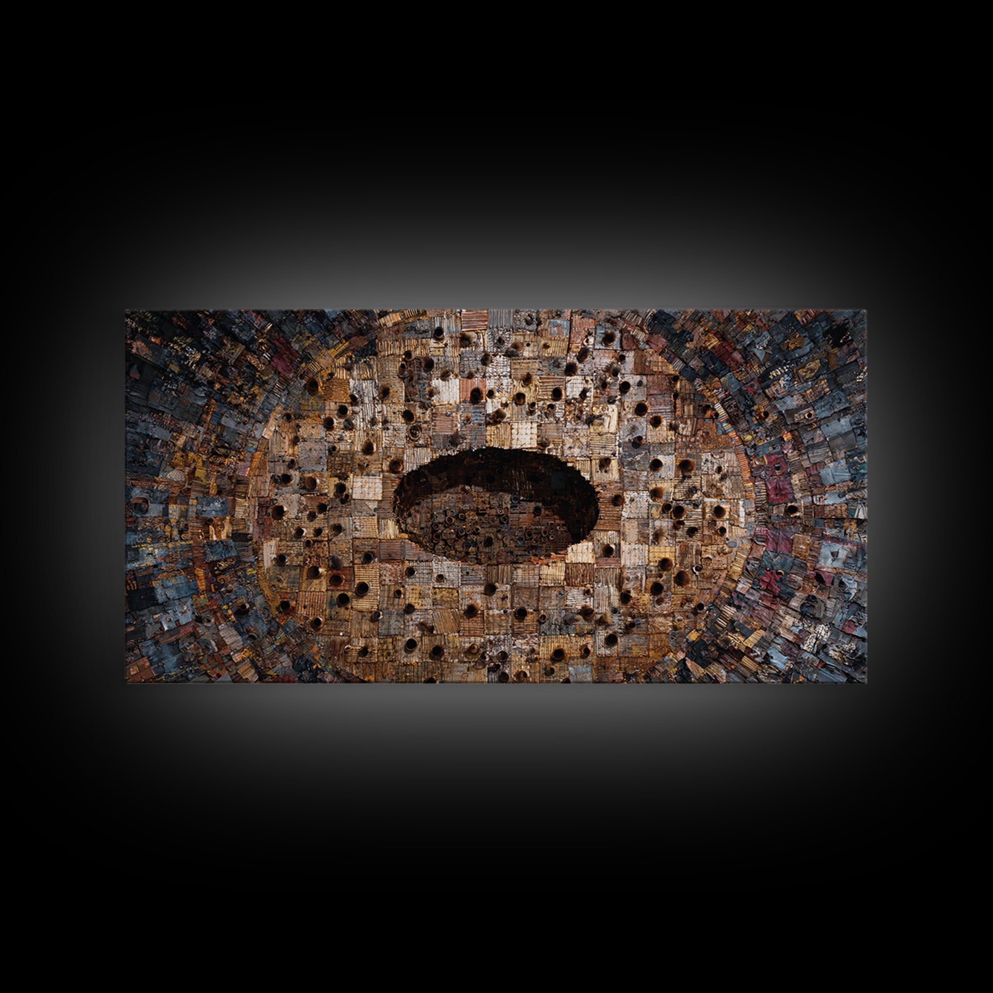 Weathered Bronze Tribal Mask Portal Wall Art, Abstract African Art, Kifwebe Mask Decor, Cultural Wall Decor, Statement Piece